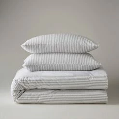 Cheap 😍 The Edited Life Leighton Grey Striped Linen Blend Duvet Cover and Pillowcase Set 👏 -The Edited Life sale 1000181958 alt02