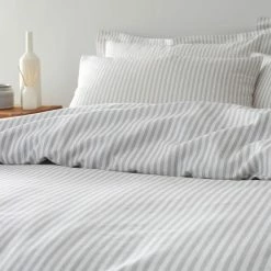 Cheap 😍 The Edited Life Leighton Grey Striped Linen Blend Duvet Cover and Pillowcase Set 👏 -The Edited Life sale 1000181958 alt03