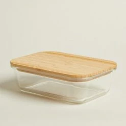 Hot Sale 🥰 The Edited Life Glass Food Storage Bamboo Lids Rectangular 990ml ❤️ -The Edited Life sale 1000183248 alt01