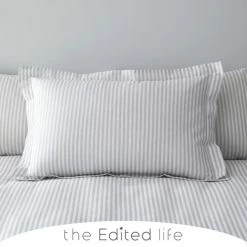 Coupon 🛒 The Edited Life Leighton Grey Striped Linen Blend Oxford Pillowcase 😀