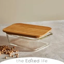 Budget ๐ The Edited Life Glass Food Storage Bamboo Lids Rectangular 1340ml ๐ฅฐ