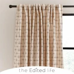 Hot Sale 💯 The Edited Life Nomadic Check Unlined Ecru Hidden Tab Top Curtains 🌟