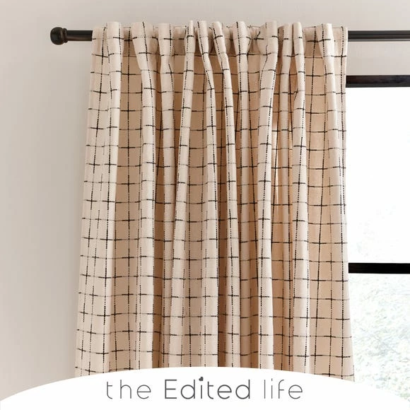 Hot Sale 💯 The Edited Life Nomadic Check Unlined Ecru Hidden Tab Top Curtains 🌟 3 Hot Sale 💯 The Edited Life Nomadic Check Unlined Ecru Hidden Tab Top Curtains 🌟