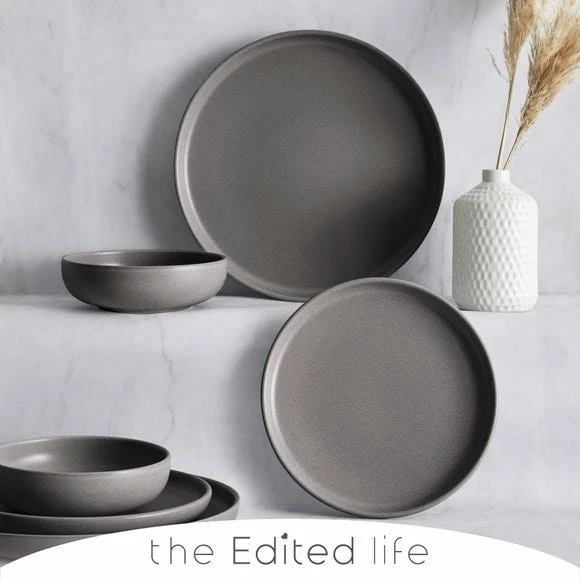 Brand new π The Edited Life Urban Charcoal 12 Piece Dinner Set π 3 Brand new π The Edited Life Urban Charcoal 12 Piece Dinner Set π