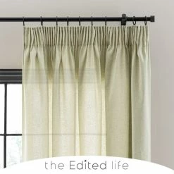 Promo ⭐ The Edited Life Linen Look Fern Tab Top Pencil Pleat Curtains 🎁