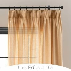 Coupon 👍 The Edited Life Linen Look Ochre Tab Top Pencil Pleat Curtains 😀