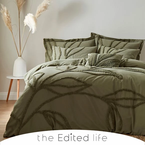 Buy ⌛ The Edited Life Tufted Leaf Olive 100% Organic Cotton Duvet Cover and Pillowcase Set ⭐ 3 Buy ⌛ The Edited Life Tufted Leaf Olive 100% Organic Cotton Duvet Cover and Pillowcase Set ⭐