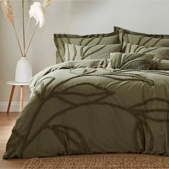 Buy ⌛ The Edited Life Tufted Leaf Olive 100% Organic Cotton Duvet Cover and Pillowcase Set ⭐ 4 Buy ⌛ The Edited Life Tufted Leaf Olive 100% Organic Cotton Duvet Cover and Pillowcase Set ⭐ - Image 2