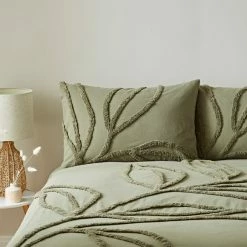 Buy ⌛ The Edited Life Tufted Leaf Olive 100% Organic Cotton Duvet Cover and Pillowcase Set ⭐ 8 Buy ⌛ The Edited Life Tufted Leaf Olive 100% Organic Cotton Duvet Cover and Pillowcase Set ⭐ -The Edited Life sale 30726059 alt02