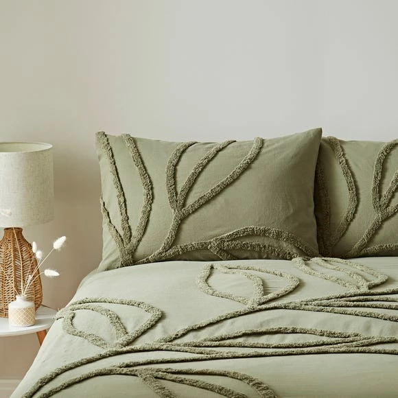 Buy ⌛ The Edited Life Tufted Leaf Olive 100% Organic Cotton Duvet Cover and Pillowcase Set ⭐ 5 Buy ⌛ The Edited Life Tufted Leaf Olive 100% Organic Cotton Duvet Cover and Pillowcase Set ⭐ - Image 3