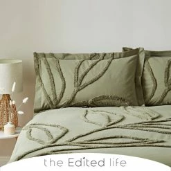 Best reviews of ⭐ The Edited Life Tufted Leaf Olive 100% Organic Cotton Oxford Pillowcase 🥰
