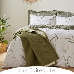 The Edited Life sale 41 Wholesale β The Edited Life Sadie Leaves and Trees Green 100% Organic Cotton Reversible Duvet Cover and Pillowcase Set π€©
