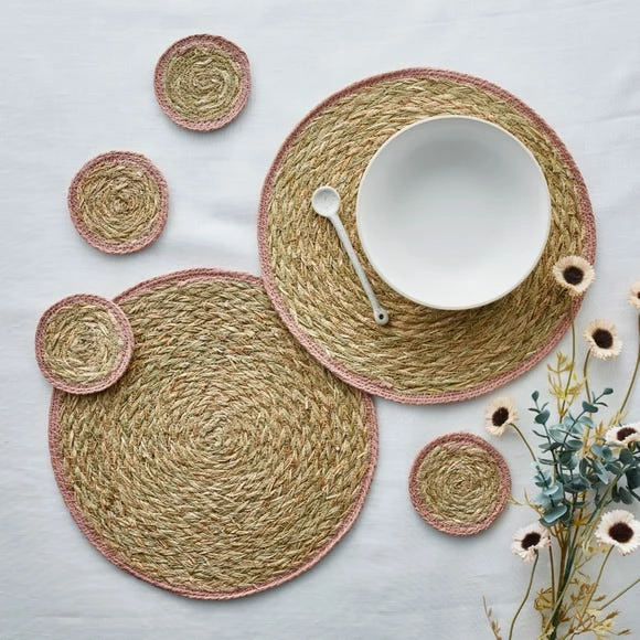Hot Sale ๐ The Edited Life Set of 4 Grass Braid Coasters ๐ 3 Hot Sale ๐ The Edited Life Set of 4 Grass Braid Coasters ๐